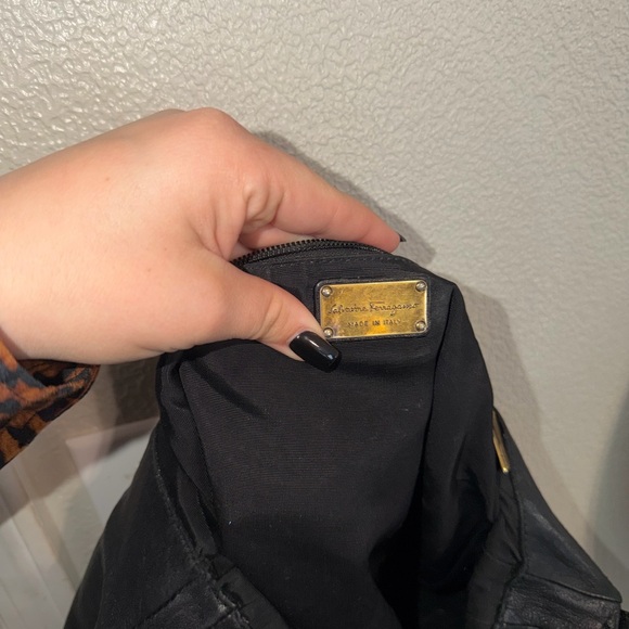 Salvatore Ferragamo Black Hobo Bag with Gold Accent - Picture 6 of 6